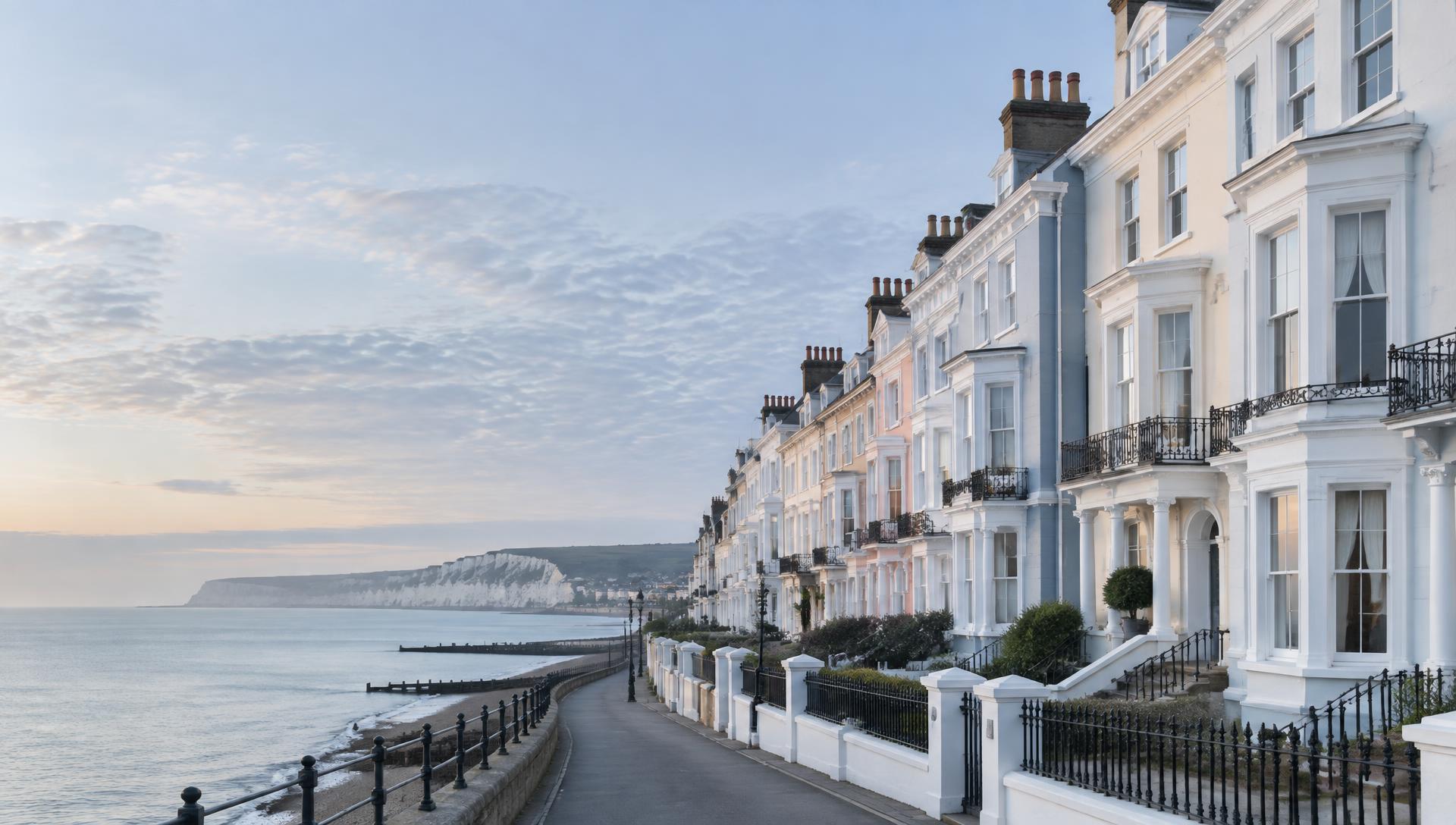 Coastal townhouses at first light